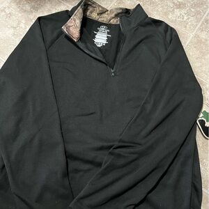 Mossy Oak Black V-Neck Sweater with Camouflage Trim